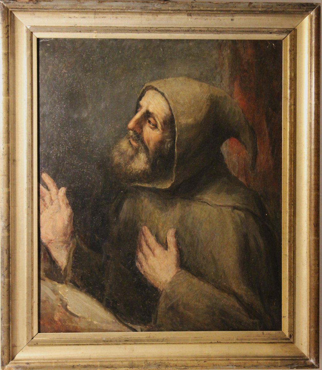 San Francesco in meditazione (o Eremita), dipinto a olio su tela, XVII secolo (Area Emiliana)