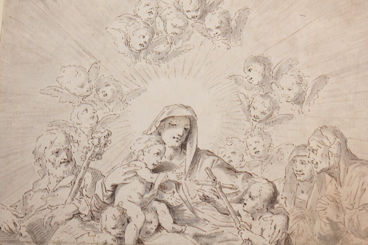 Vittorio Maria Bigari Bologna, 1692 – 1776 — Sacra Conversazione- China su carta-photo-2