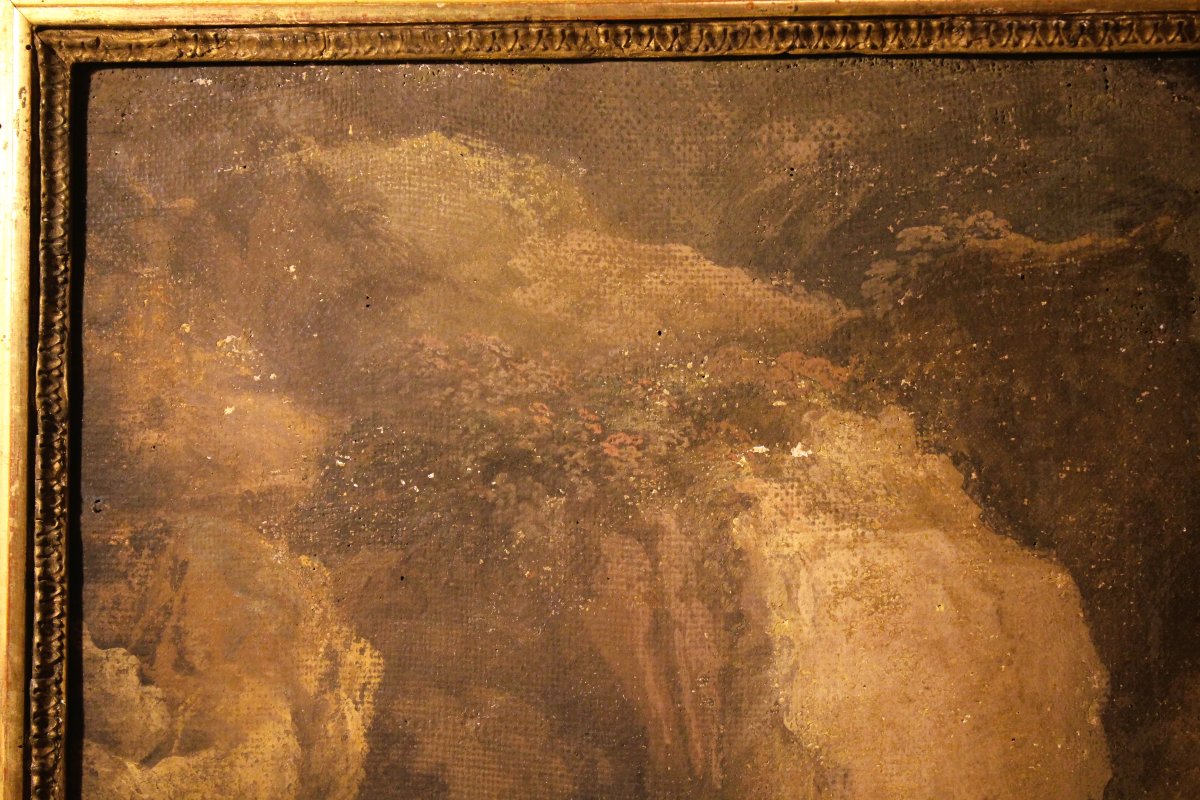 Enea e la Sibilla Cumana, ambito bolognese, primo Ottocento, dipinto tempera su tela. -photo-2