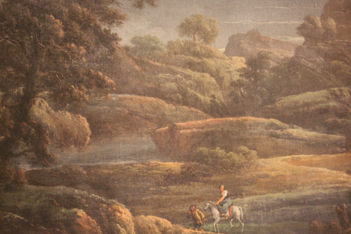 Paesaggio fluviale, tempera su tela, Bologna 1802, att. Fancelli e Zanotti-photo-4