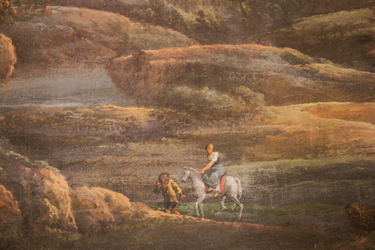 Paesaggio fluviale, tempera su tela, Bologna 1802, att. Fancelli e Zanotti-photo-2
