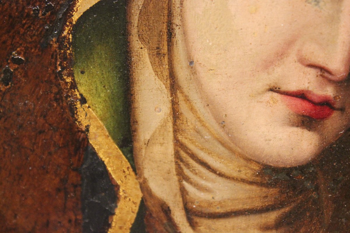 Madonna del Pellegrino con il Bambino Olio su lastra di rame, XVIII secolo-photo-2