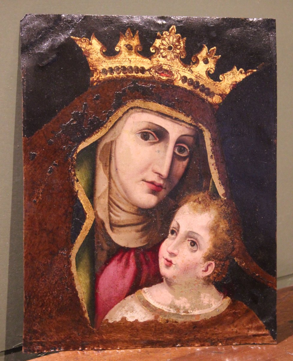 Madonna del Pellegrino con il Bambino Olio su lastra di rame, XVIII secolo