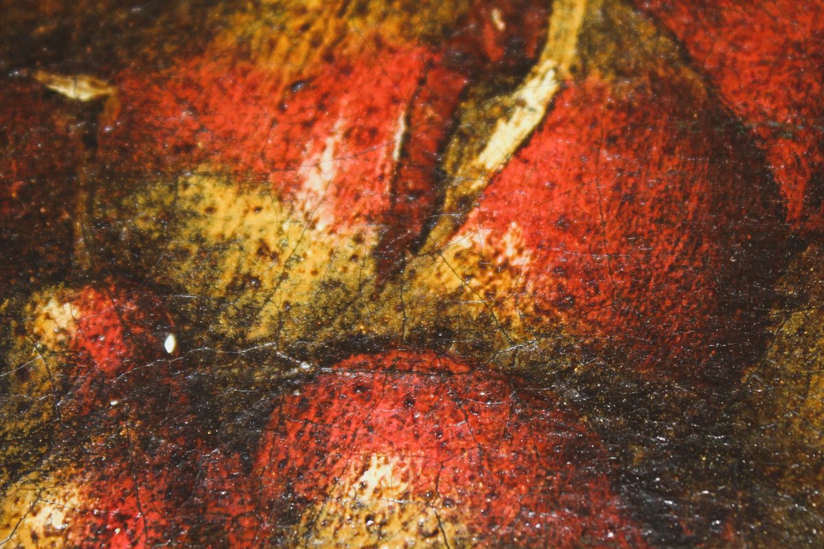 Coppia di Nature morte con frutti e vasellame | scuola italiana XVII sec. olio su tela-photo-8