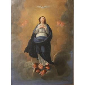 Madonna Immacolata ambito di Jacopo Alessandro Calvi dipinto olio su rame