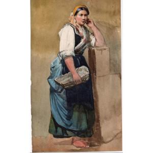 Anonimo italiano metà del XIX sec. “Ragazza con cesta”