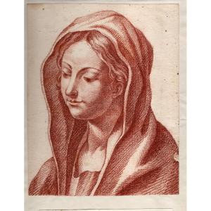 Madonna | disegno sanguigna su carta - Bologna XVIIIsec. att. Mattioli
