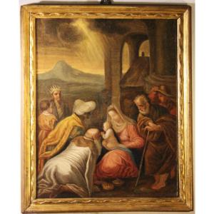 Anonimo pittore del XVIIIsec. ambito veneto “Natività e Adorazione dei Magi”