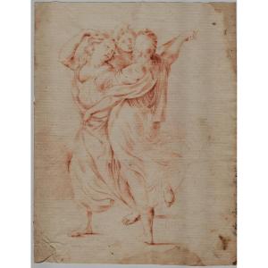 Tre Grazie | Disegno a sanguigna - Antonio Consetti (Modena, 1686 - Modena, 1766) Attribuito   