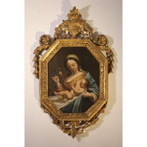 Madonna della Rosa con Bambino dipinto a olio 