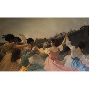 GIOVANNI PONTICELLI Napoli, 1820-1881 Festa danzante in villa Floridiana al Vomero