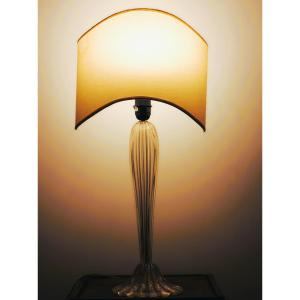 Lampada da tavolo Murano anni '40/'50 - Vetro costolato con spolvero d'oro