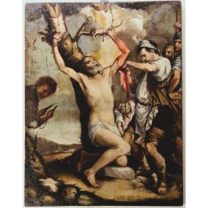 Il martirio di San Bartolomeo | Scuola italiana, ambito napoletano, XVII sec. Olio su tavola