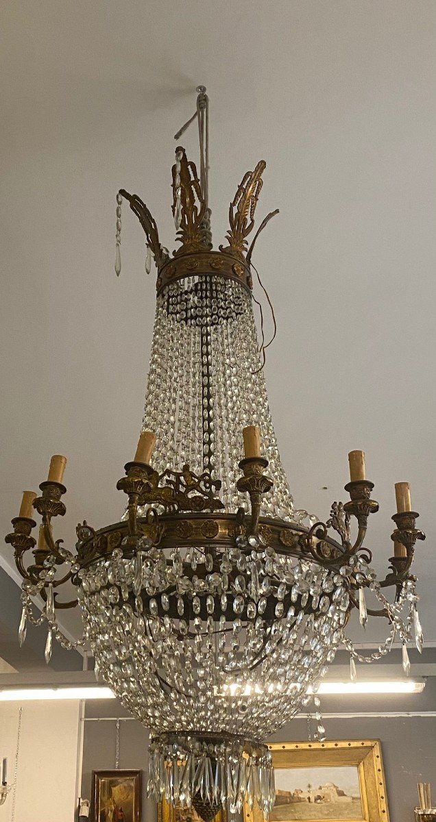 Grande lampadario a mongolfiera in bronzo -photo-2