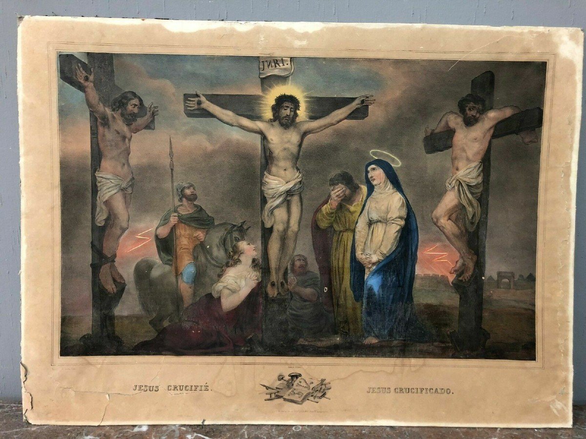 Stampe acquerellate raffiguranti le 13 stazioni della Via Crucis-photo-4