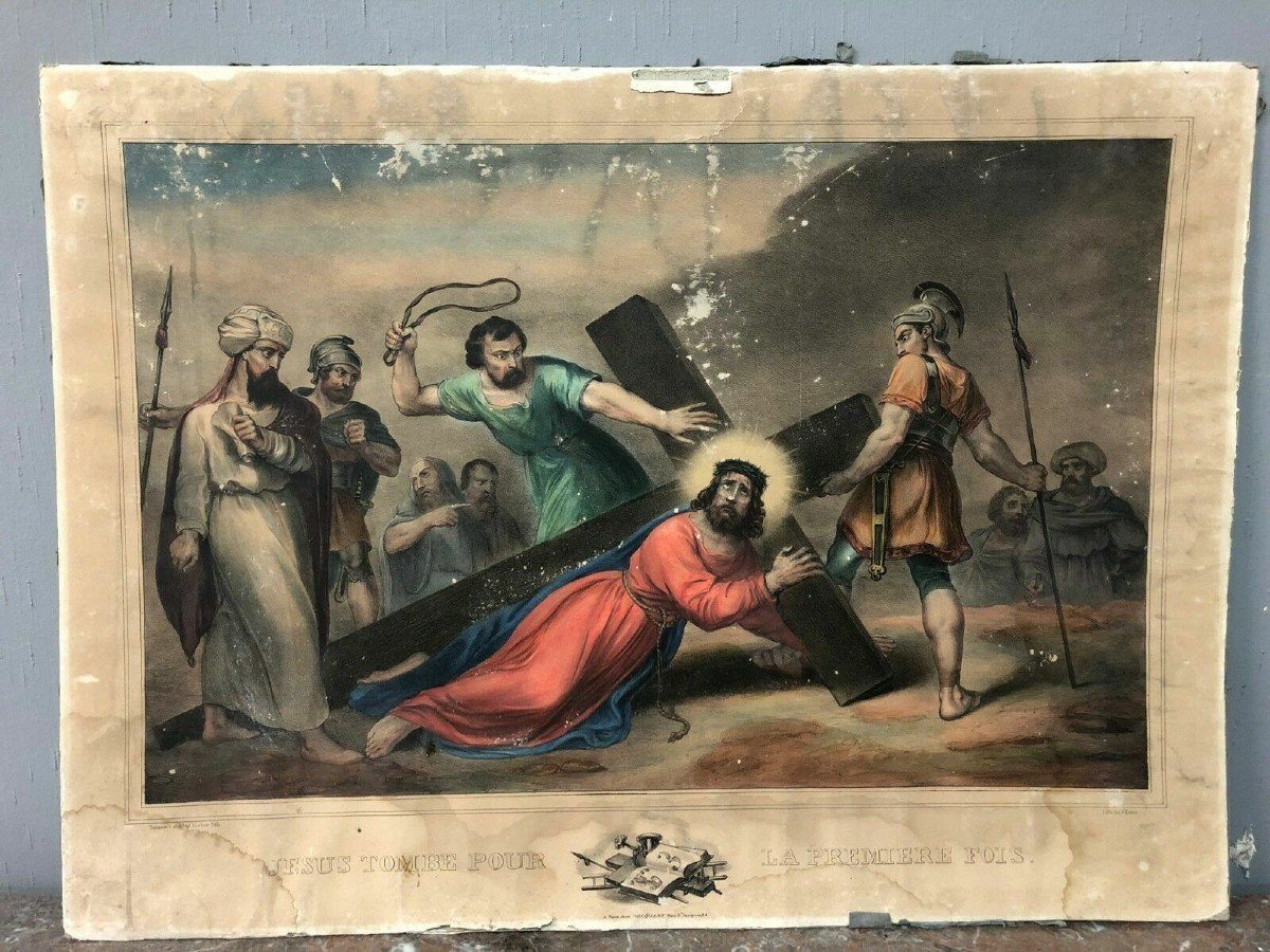Stampe acquerellate raffiguranti le 13 stazioni della Via Crucis-photo-3
