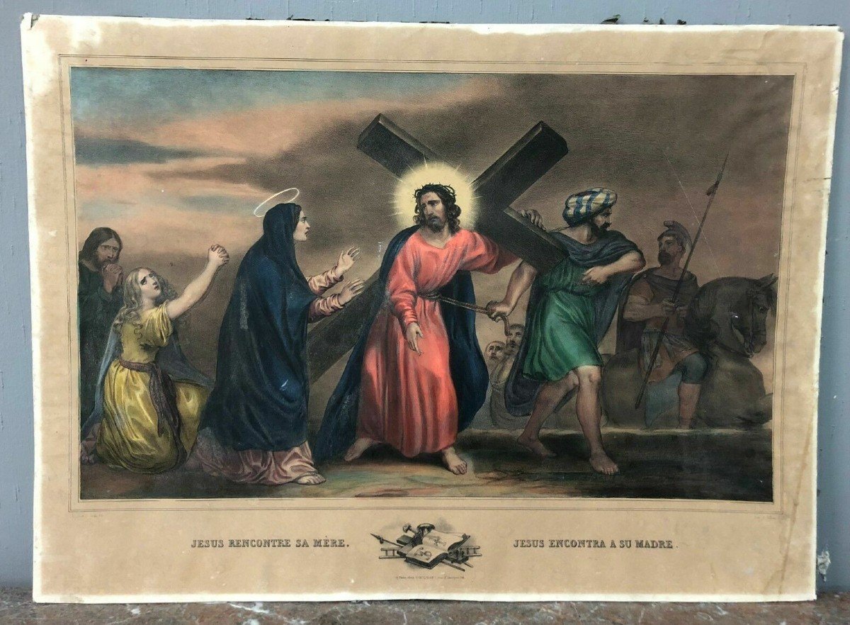 Stampe acquerellate raffiguranti le 13 stazioni della Via Crucis