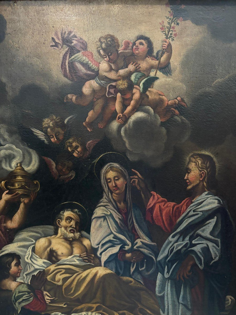 olio su tela raffigurante la morte di San Giuseppe-photo-3