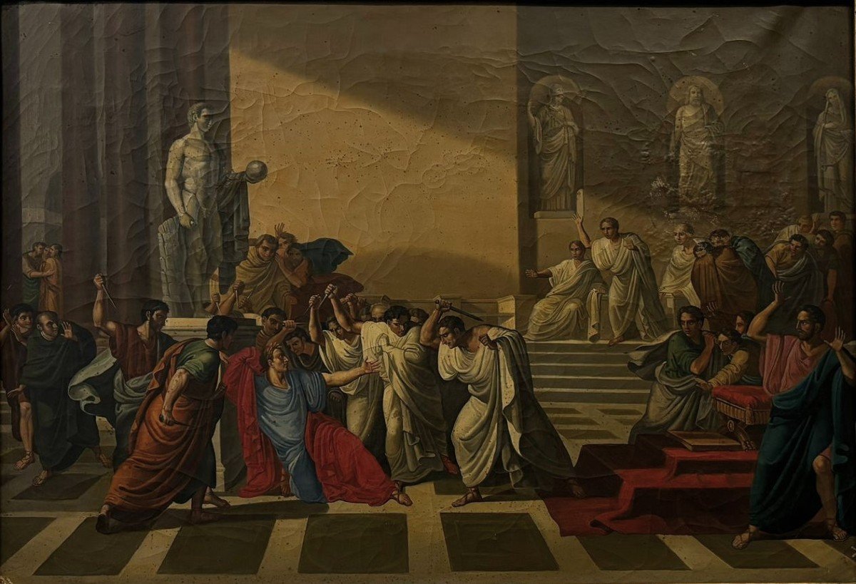 Olio su tela raffigurante la morte di Cesare-photo-2