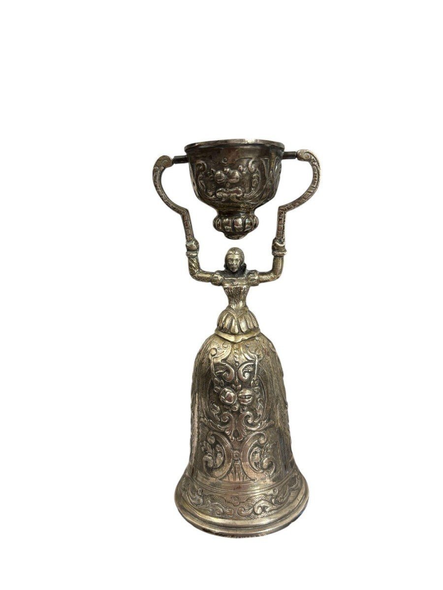 Coppa nuziale in argento tedesco in stile barocco, XIX secolo-photo-4