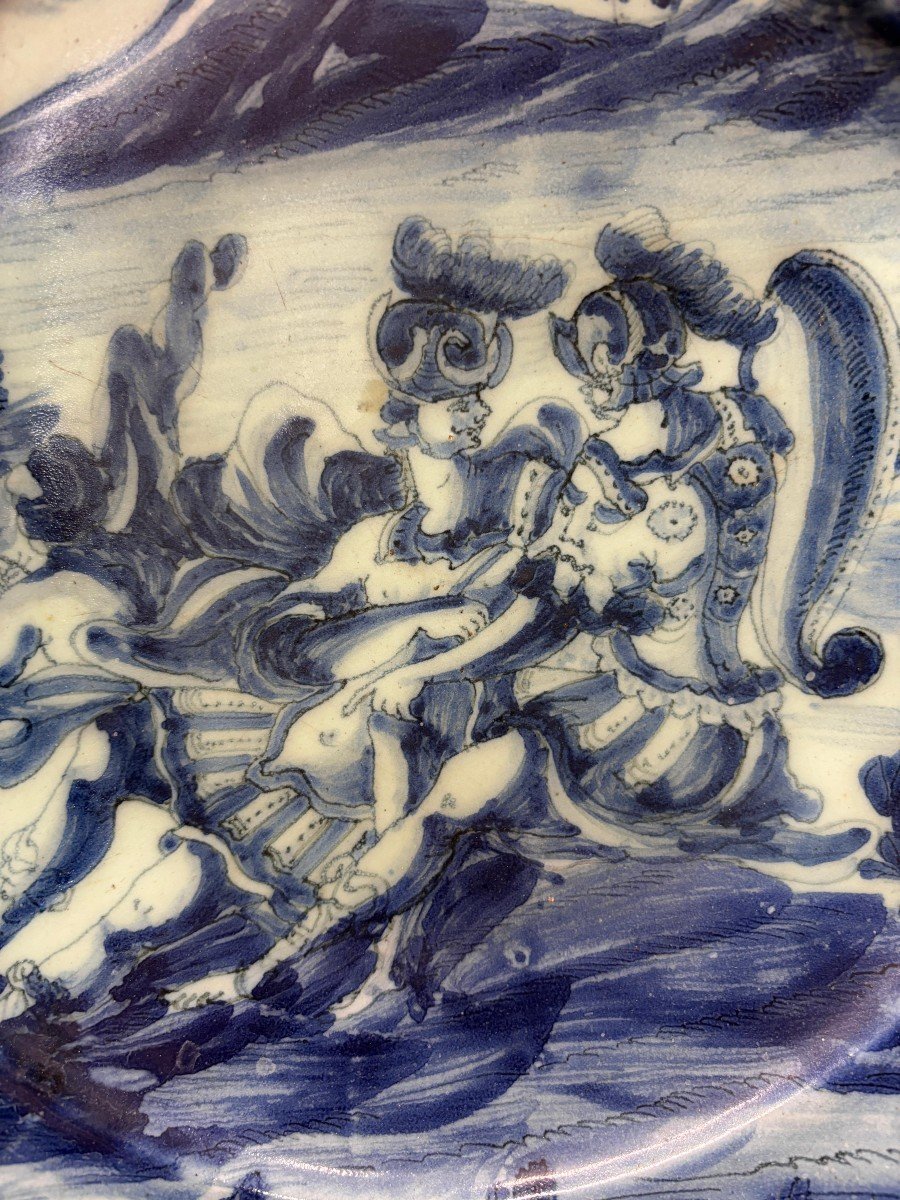 Antico Piatto In Maiolica Con Scena Mitologica-photo-2