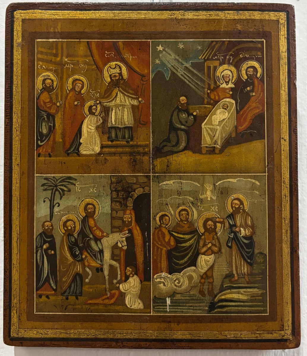 Icone del XIX secolo, raffigurante 4 scene bibliche. 