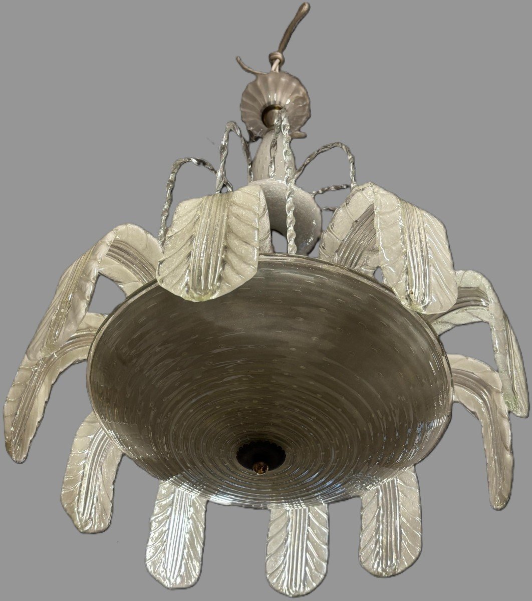 Lampadario Barovier e Toso in vetro di Murano e ottone, 1930, Italia-photo-3