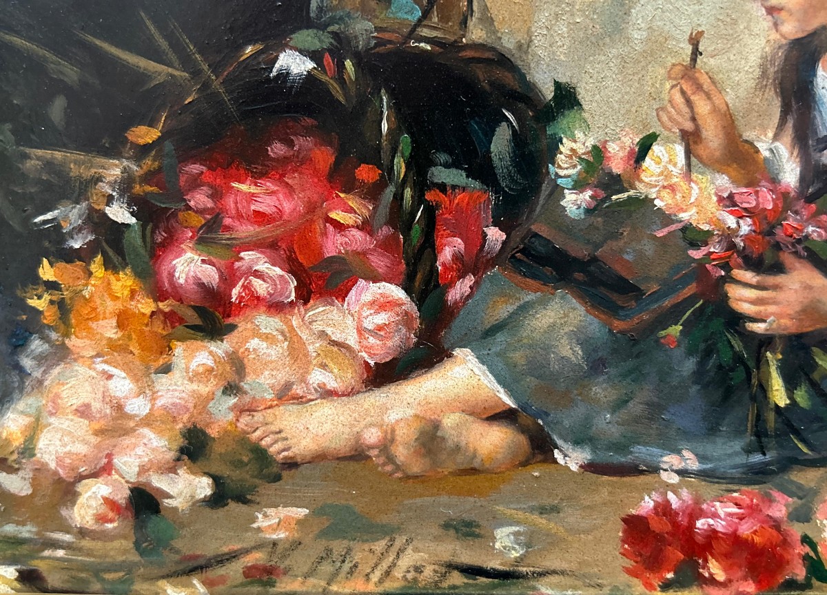 Ritratto di giovane firmato M. Millot, del XX secolo.-photo-3