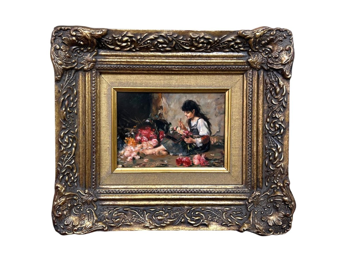 Ritratto di giovane firmato M. Millot, del XX secolo.