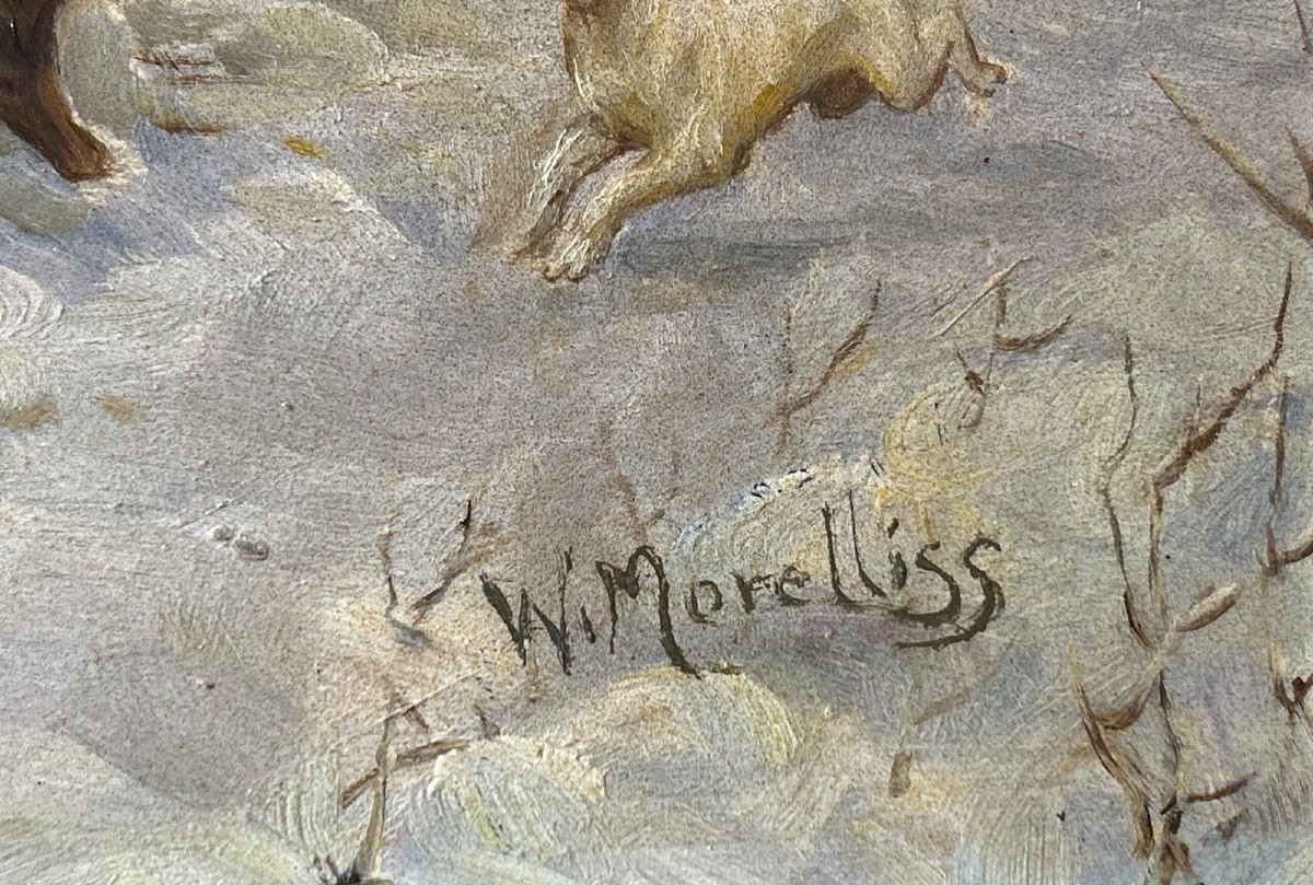 Paesaggio invernale, firmato W. Morelliss, XIX secolo.-photo-1