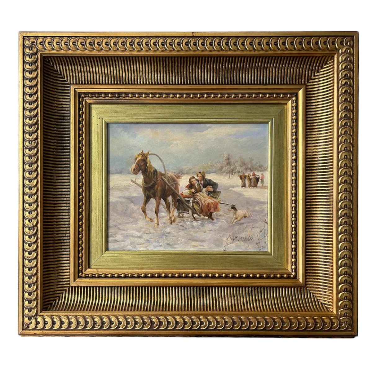 Paesaggio invernale, firmato W. Morelliss, XIX secolo.