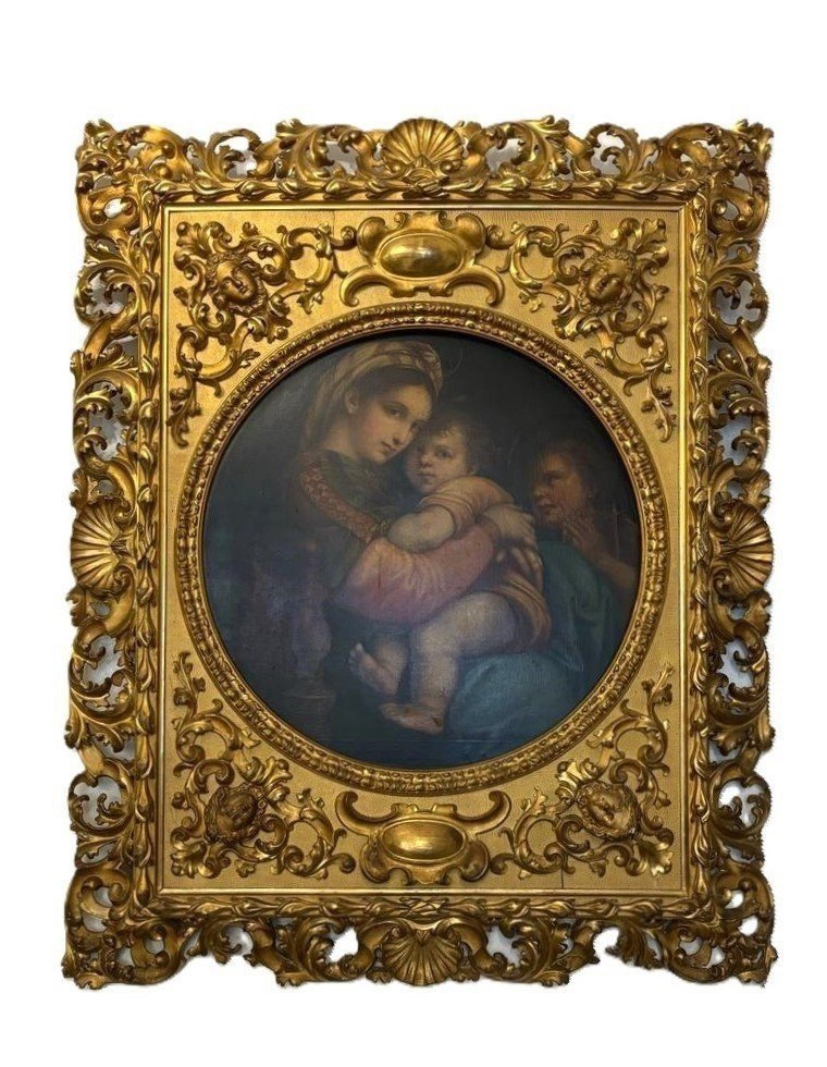 Dipinto raffigurante Madonna col Bambino (copia da Raffaello, “Madonna della Seggiola”)-photo-1