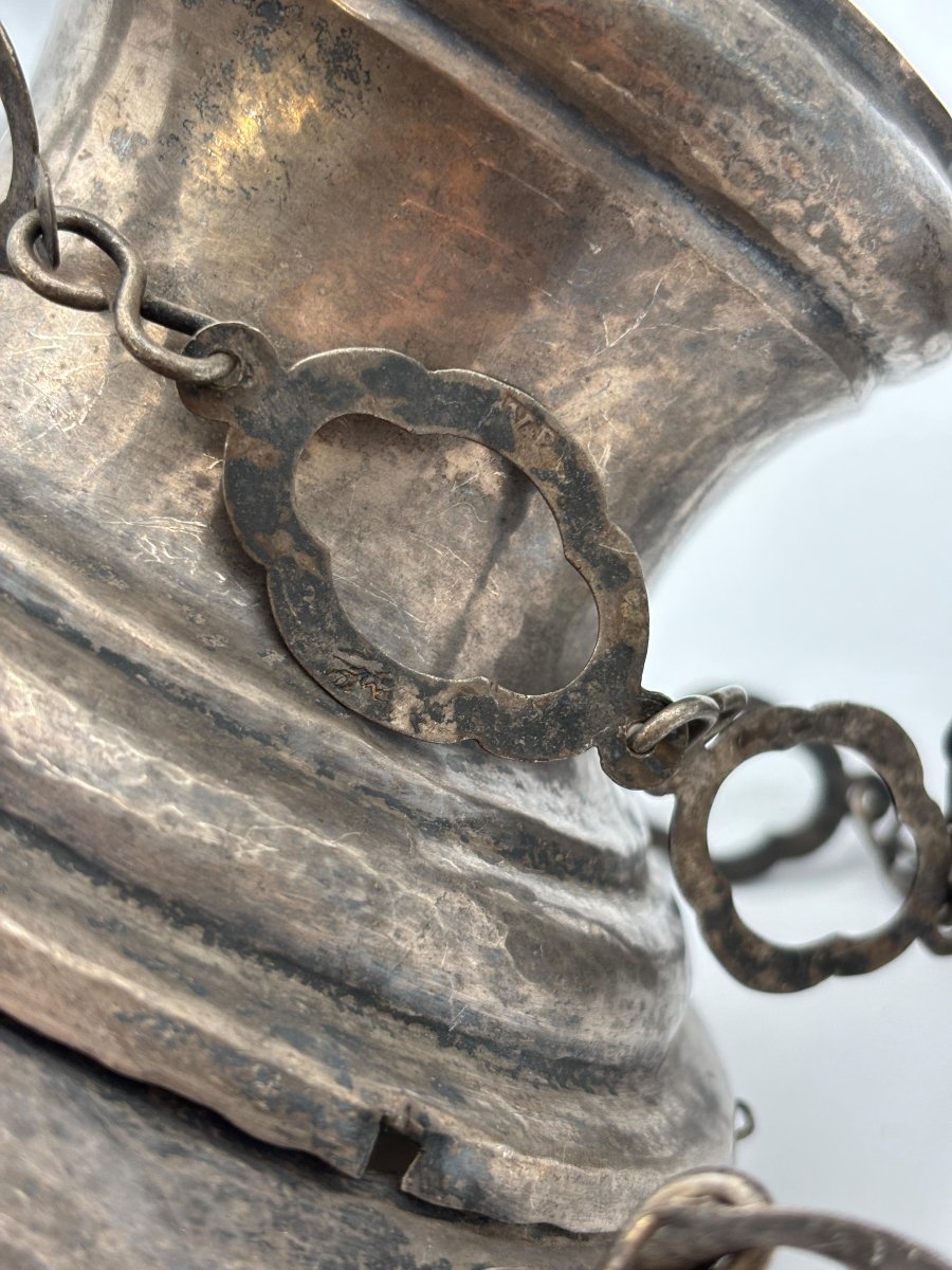 Coppia di lampade votive in argento  Palermo, XVIII secolo-photo-3