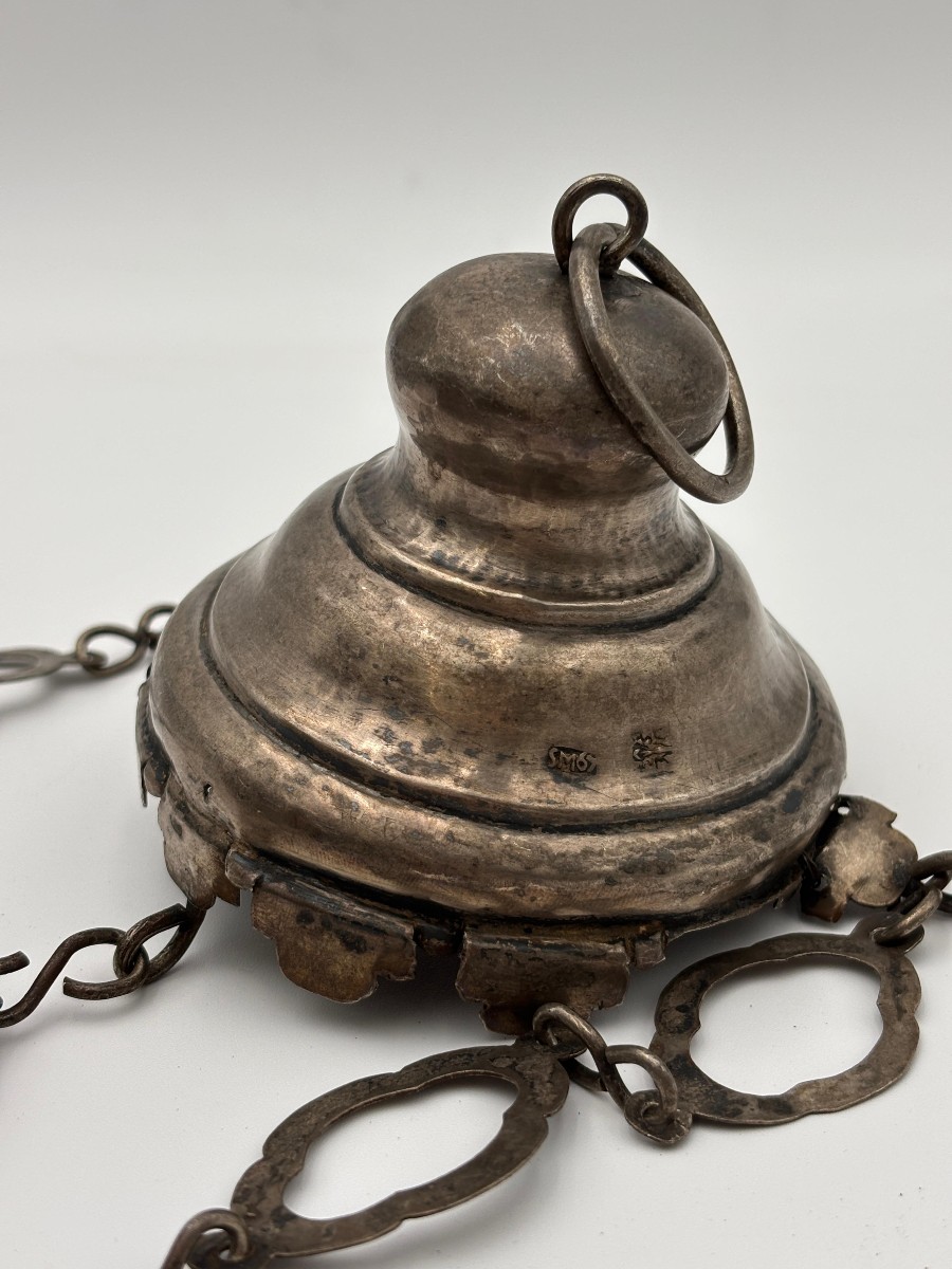 Coppia di lampade votive in argento  Palermo, XVIII secolo-photo-5