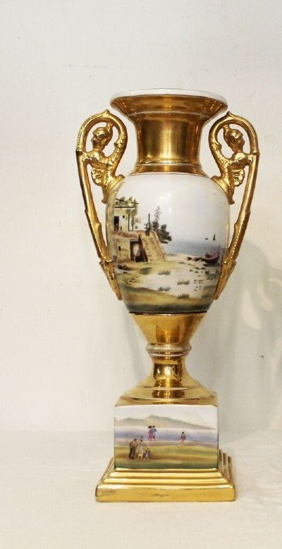 Coppia vasi Impero in porcellana, XIX secolo-photo-2