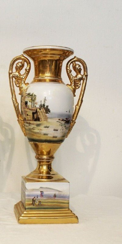 Coppia vasi Impero in porcellana, XIX secolo-photo-3