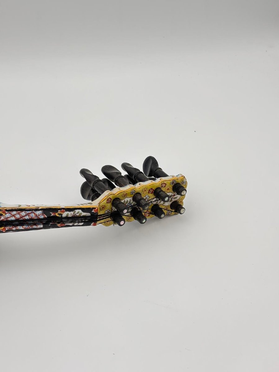 Mandolino in maiolica decorata – Fourmaintreaux Frères, Desvres, fine del XIX secolo-photo-3