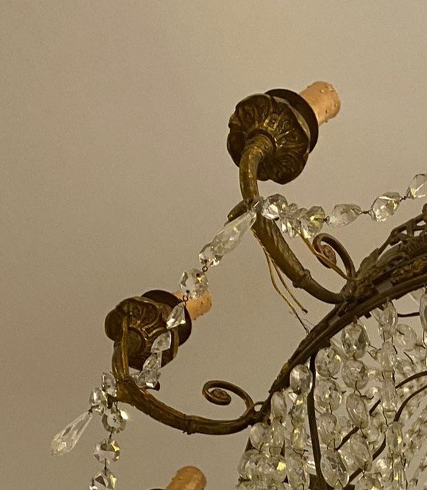 Grande lampadario a mongolfiera in bronzo -photo-3