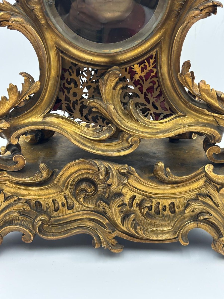 Orologio da camino in bronzo dorato, stile Rococò – Francia, XIX secolo-photo-4