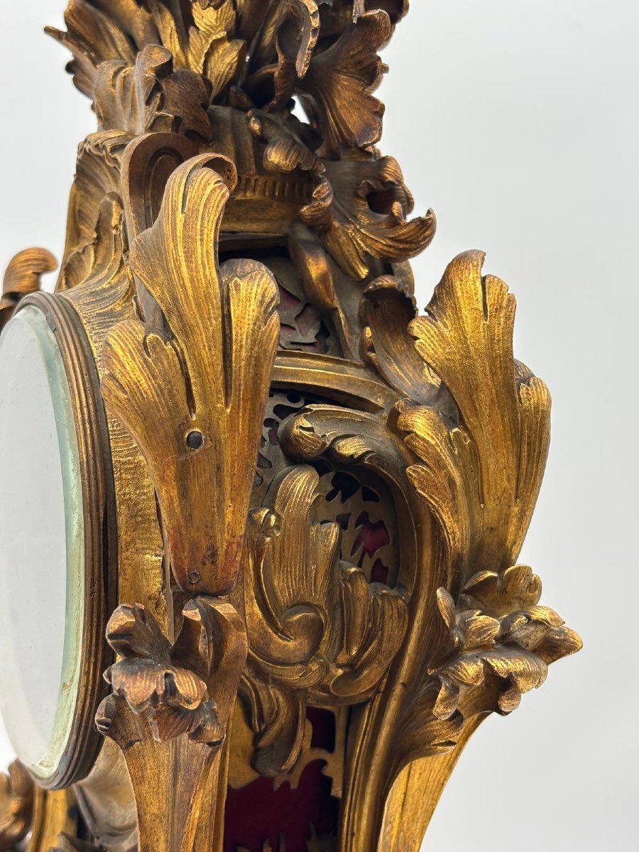 Orologio da camino in bronzo dorato, stile Rococò – Francia, XIX secolo-photo-3