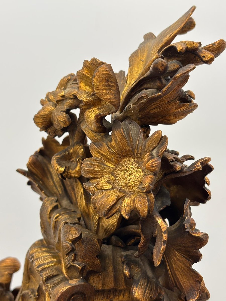 Orologio da camino in bronzo dorato, stile Rococò – Francia, XIX secolo-photo-4