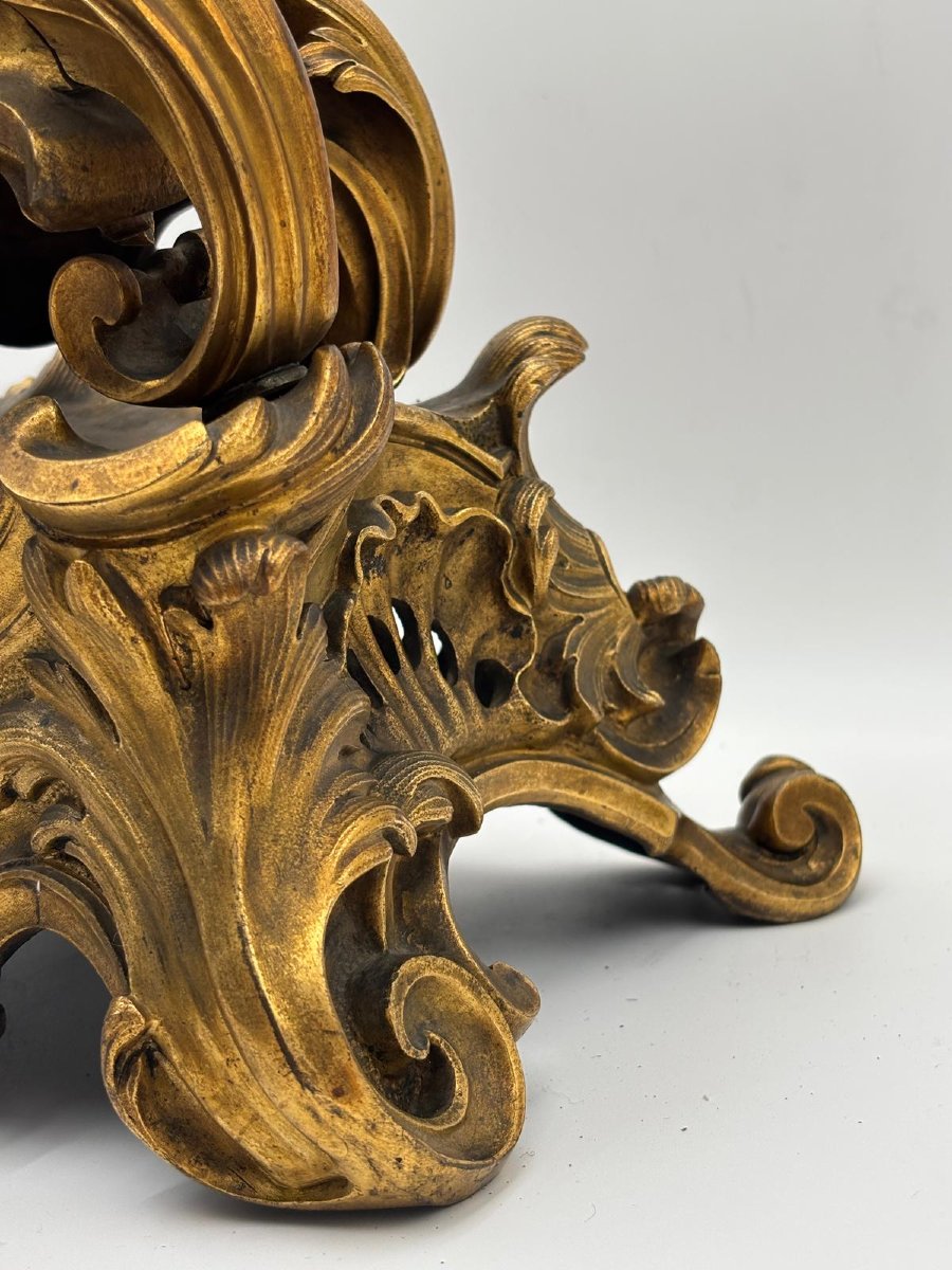 Orologio da camino in bronzo dorato, stile Rococò – Francia, XIX secolo-photo-8
