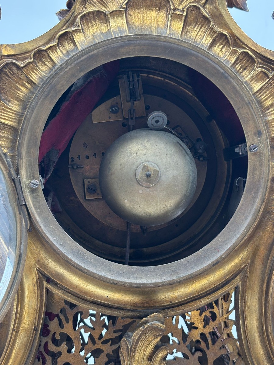 Orologio da camino in bronzo dorato, stile Rococò – Francia, XIX secolo-photo-7