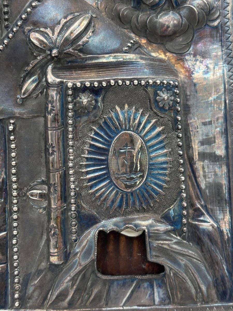 Icona russa di San Nicola con riza in argento – Russia, 1810-photo-4