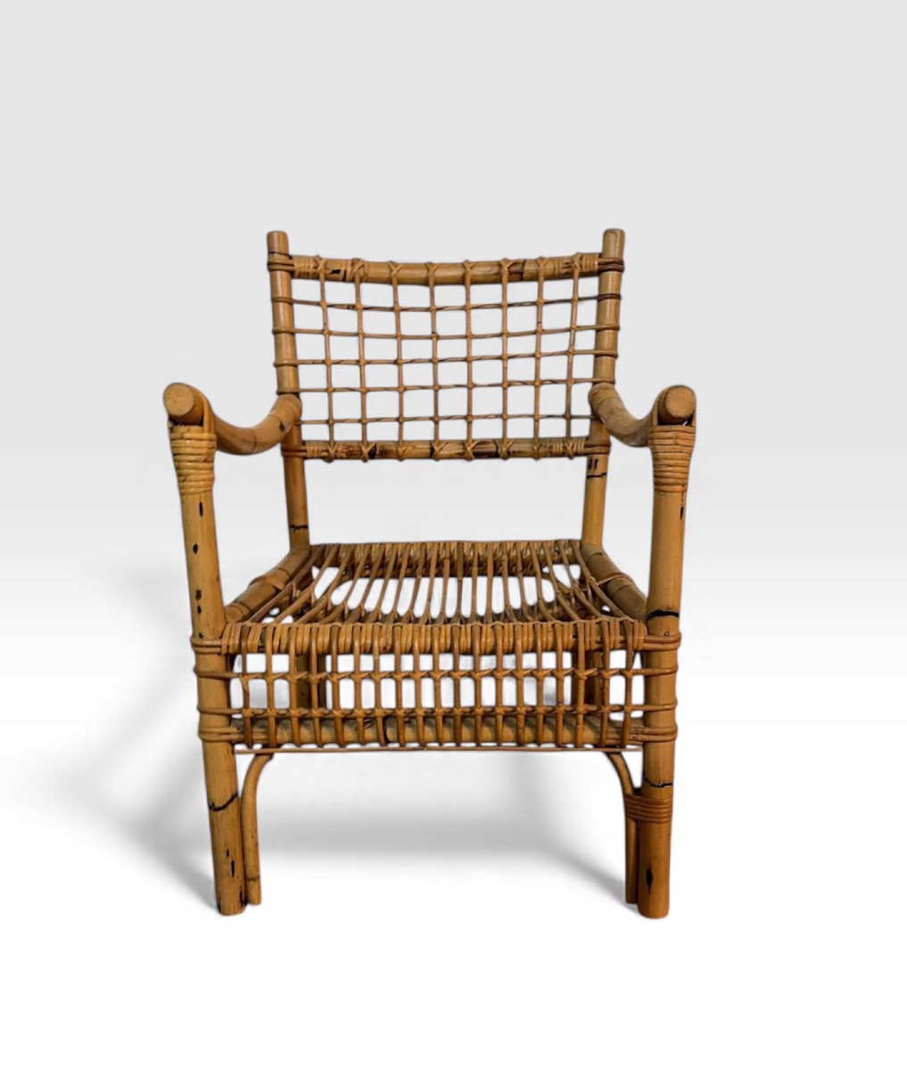 salotto in Bamboo e Rattan – Attribuito a Franco Albini per Bonacina, Italia Anni ’50–’60 – 7 P-photo-3
