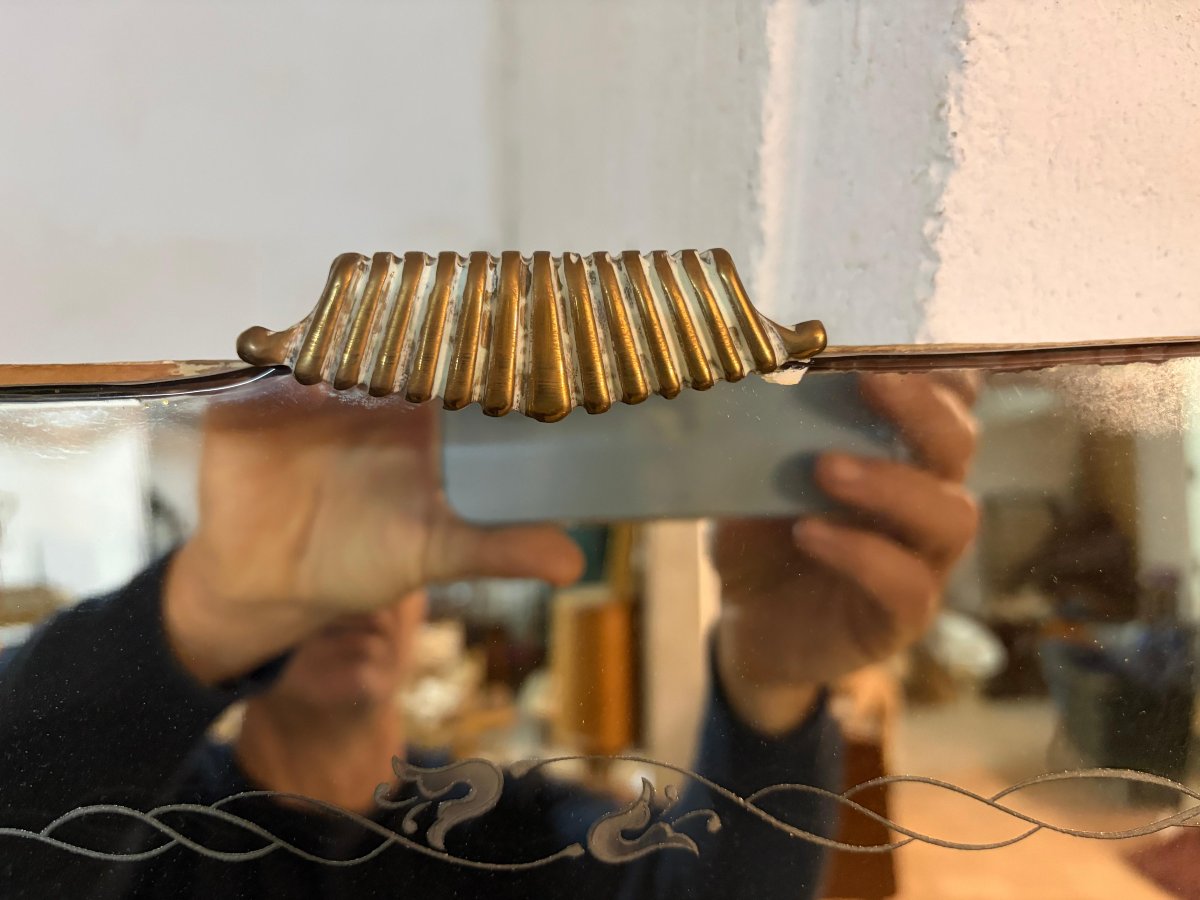 Grande Specchiera Italiana Art Déco, Anni 1940-photo-2