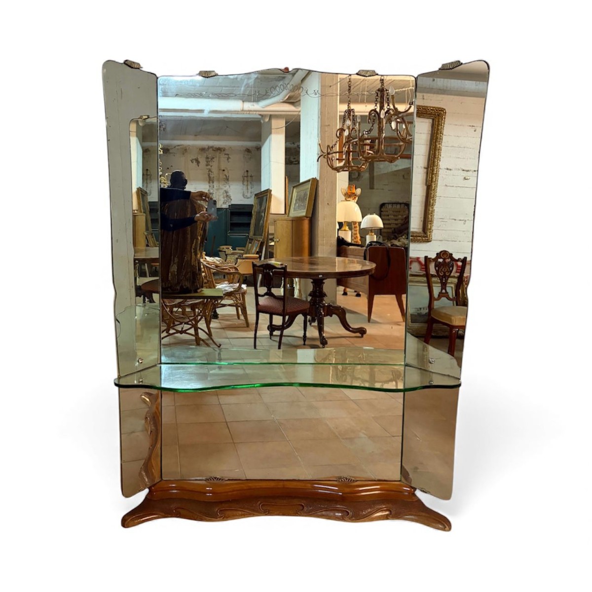 Grande Specchiera Italiana Art Déco, Anni 1940