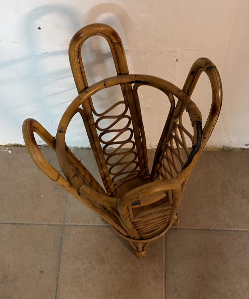 Portavasi in rattan intrecciato, Italia, anni ’50-photo-2