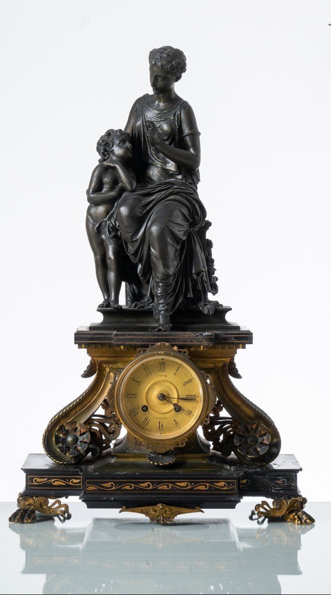 Trittico orologio in bronzo patinato -photo-2