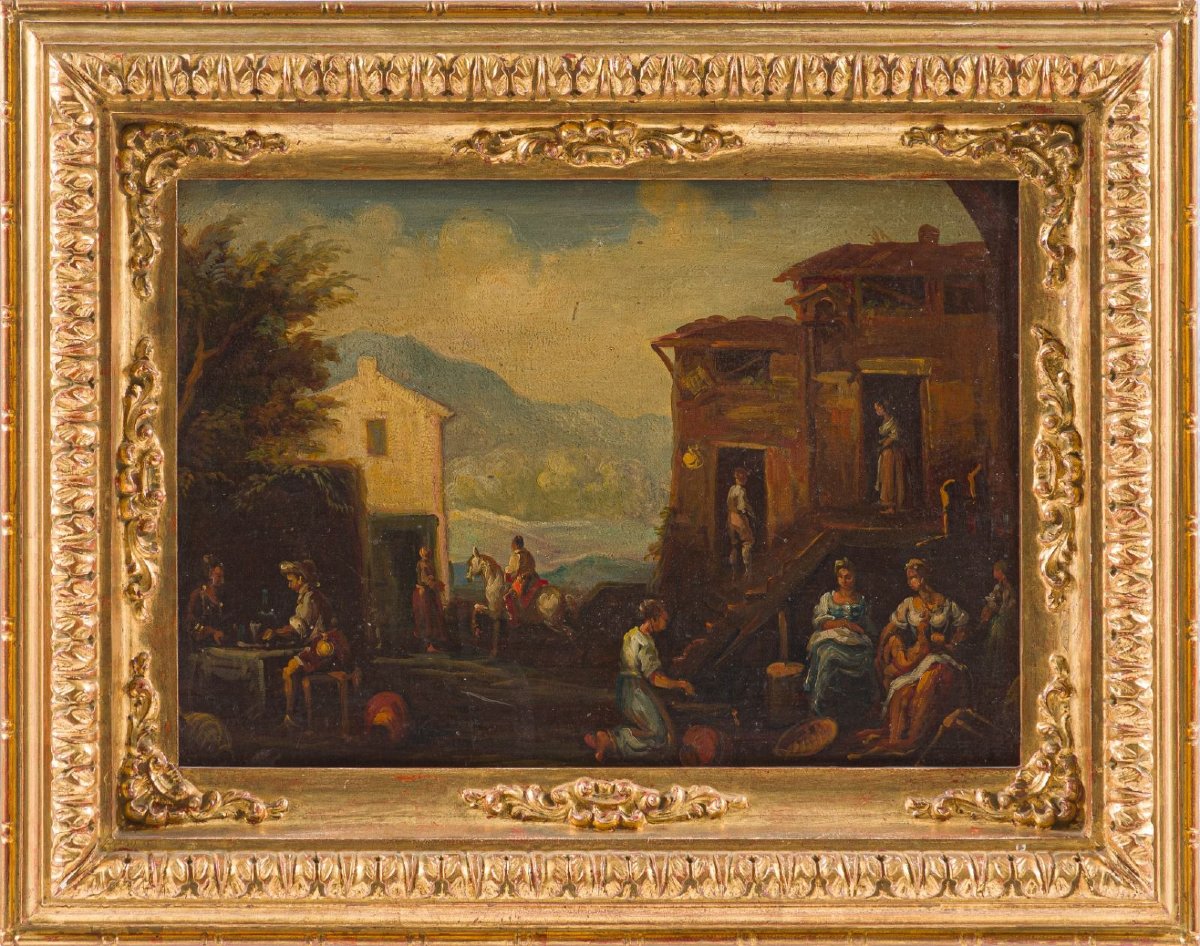 Coppia di dipinti di genere – Fine XIX secolo-photo-2